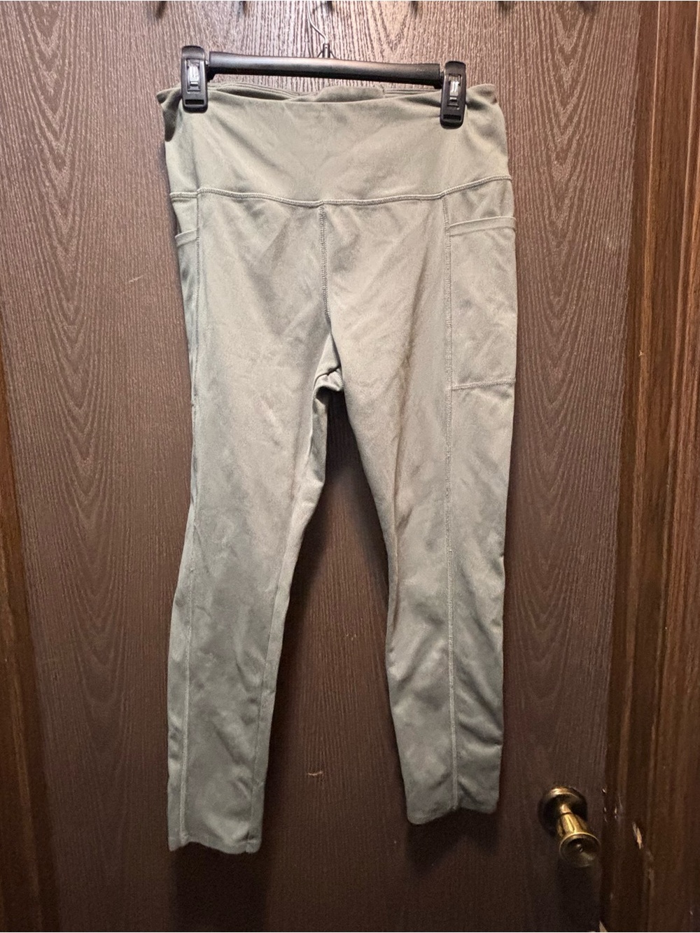 Danskin High-Waist Olive Leggings with Side Phone Pocket
